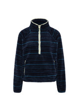 THE UPSIDE women's blue stripe Harlow Fleece Pullover is designed for a relaxed fit and features zip pockets and elasticated waist and cuffs. Made for lifestyle.