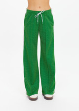 THE UPSIDE women's green Galaxia Loretta Pant is designed for a mid to low rise straight leg fit and features elasticated waistband, drawcord and side seam pockets. Made for lifestyle.