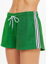 THE UPSIDE women's green Galaxia Marcella Short is designed for a mid to low rise fit and features elasticated waistband, drawcord with side seam pockets. Made for lifestyle.
