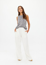 THE UPSIDE women's cream recycled cotton Soho Tokio Wide Leg Pant is designed for a relaxed fit and features an elasticated waistband and front pockets. Made for everyday leisure.