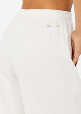 THE UPSIDE women's cream recycled cotton Soho Tokio Wide Leg Pant is designed for a relaxed fit and features an elasticated waistband and front pockets. Made for everyday leisure.