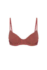 THE UPSIDE women's pink check Aliki Heidi Bra offers a supportive, comfortable fit with balconette shape, underwire, and metal back clip. Made for swim.