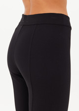 THE UPSIDE women's black Bonnie Kick Flare Pant is designed for a slim fit in a thick, ponte fabrication and features a soft, elasticated waistband. Perfect for everyday.