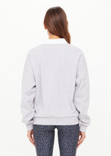 THE UPSIDE women's grey organic cotton Pascal Collared Crew is designed for a relaxed fit and features embroidered logo on front chest. Perfect for everyday wear.
