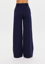 THE UPSIDE women’s navy Mira Wide Leg Pant is high-waisted made from quick-dry fabric, with a structured waistband and fly zip closure. Perfect for everyday.