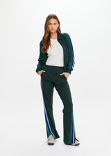 THE UPSIDE women’s green Lenzing viscose Maneki Petra Flare features hem splits and contrast knitted tape down the side seams. Made for lifestyle.