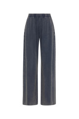 THE UPSIDE women's blue recycled cotton Soho Tokio Wide Leg Pant has a relaxed fit, soft encased waistband, and side pockets. Perfect for travel or everyday.