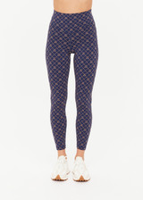 THE UPSIDE women's monogram jacquard Ezra 25inch High Midi Legging offers firm and supportive fit with V panel waistband. Made for yoga and pilates.