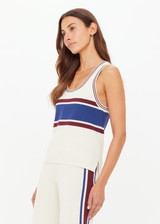 THE UPSIDE women’s creme recycled rib Adesa Vilde Knit Tank Top features a scoop neckline and small side slits at the hem. Made for everyday wear.