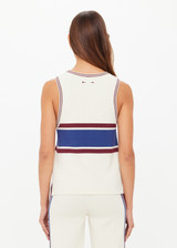 THE UPSIDE women’s creme recycled rib Adesa Vilde Knit Tank Top features a scoop neckline and small side slits at the hem. Made for everyday wear.