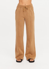 THE UPSIDE women's brown Kalo Willow Wide Leg Pant features a high waist, elasticated waistband with drawcord and front pin stitching. Made for lifestyle.
