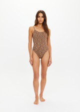 THE UPSIDE women's multi coloured spacedye Seamless Flow Bodysuit is designed for a supportive & comfortable fit, featuring a low scooped back with adjustable straps. Made for yoga & pilates.