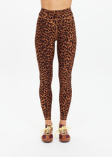 THE UPSIDE women's leopard Malawi 25inch Midi Pant offers soft & supportive fit and features a orange and navy striped drawcord in our recycled peached fabrication. Made for yoga & pilates.