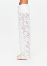 THE UPSIDE women's white Halcyon Lace Charli Pant is designed for a low-rise straight leg fit with a fine drawcord through waist with elasticated back. Made for lifestyle.