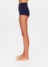 THE UPSIDE women's navy Palais Rib Fox Shortie is designed to be worn under sheer garments and features a folded waistband in a soft ribbed fabrication. Made for lifestyle.