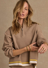 VENETO CARTER KNIT ZIP TOP in MOCHA | The UPSIDE
