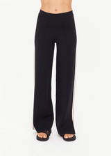 THE UPSIDE women's black Freya Knit Pant has a straight leg fit and features an elasticated waistband  and short splits at hem. Made for lifestyle.