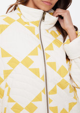 THE UPSIDE women's yellow organic cotton Etoile Carmen Quilted Jacket fits oversized and features front pockets, an elasticated hem and zip through opening. Made for lifestyle.