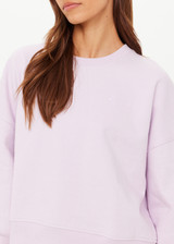 THE UPSIDE women's purple 100% organic cotton Paloma Crew features a ribbed neckline, cuff and hems in a relaxed fit. Made for lifestyle.
