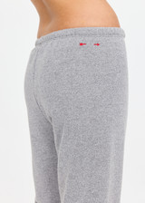 THE UPSIDE women's grey cotton Hit The Road Track Pants are mid-rise with french terry fabrication, a soft elasticated drawcord waistband and cuffs. Made for lifestyle.