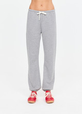 THE UPSIDE women's grey cotton Hit The Road Track Pants are mid-rise with french terry fabrication, a soft elasticated drawcord waistband and cuffs. Made for lifestyle.