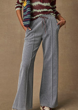THE UPSIDE women’s sparkle grey Galaxia Marnie Wide Leg Pant is high rise with side pockets, an elasticated waistband and a maroon drawcord. Made for lifestyle.