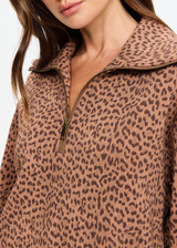THE UPSIDE women’s leopard organic cotton Javan Jones Quarter Zip Sweat is designed for a regular fit and features dropped shoulders and a quarter zip neckline. Made for lifestyle.