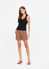 THE UPSIDE women’s leopard organic cotton Javan Darcy Short is designed for a true to size fit and features a mid rise waist and side seam pockets. Made for lifestyle.