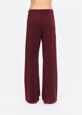 THE UPSIDE women’s maroon recycled Marnie Panelled Wide Leg Pant is high rise and features an elasticated waistband, side seam pockets, contrast detailing and drawcord waist. Made for lifestyle.