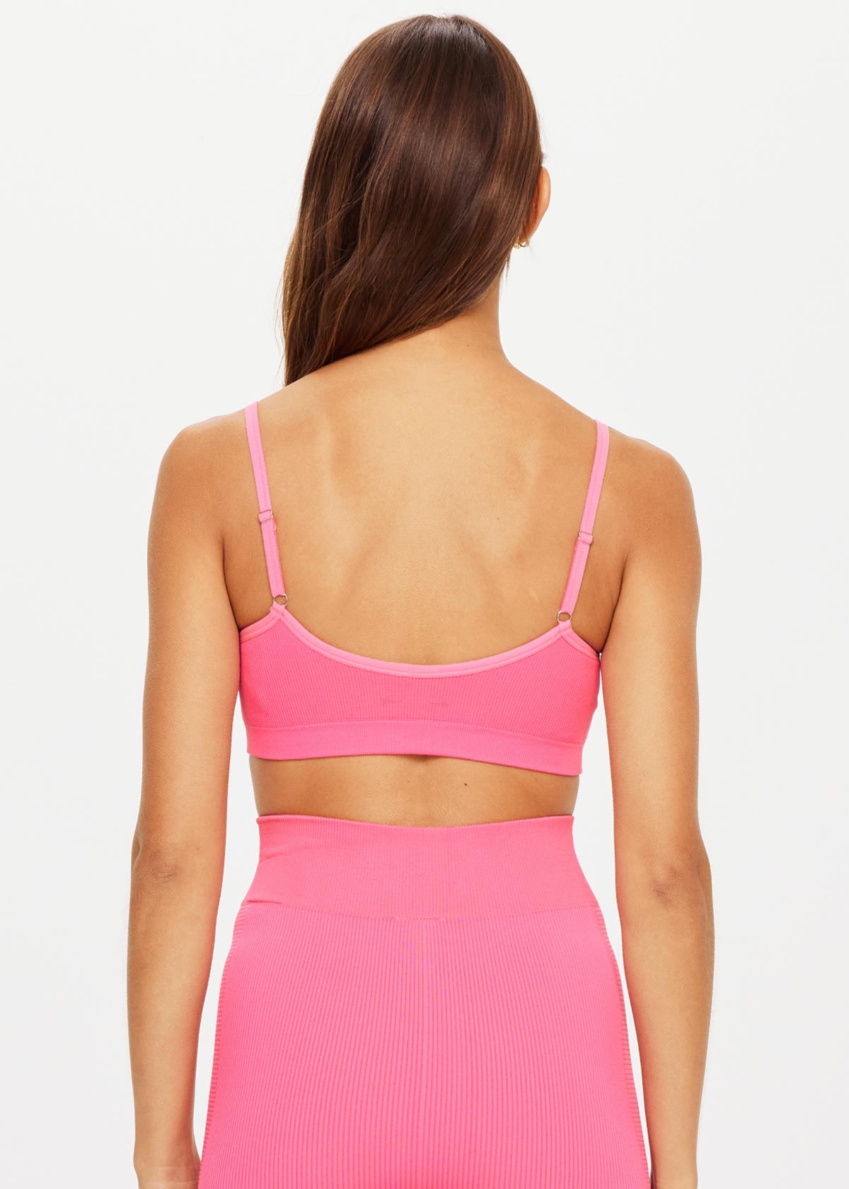 RIBBED SEAMLESS BALLET BRA in NEON PINK | The UPSIDE