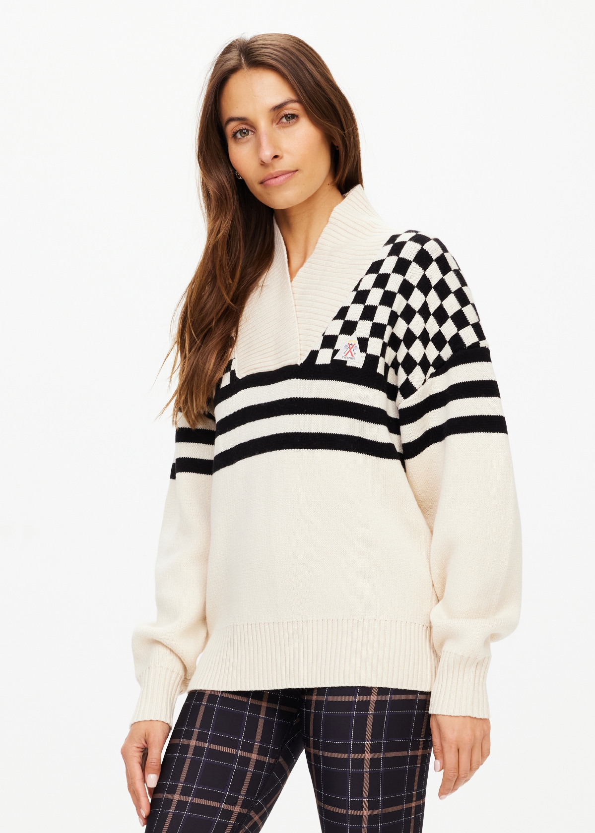 MOJO SCARLETT KNIT SWEATER in CHECK | The UPSIDE