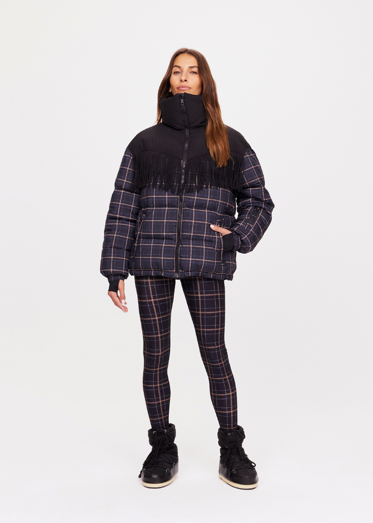 LUMIERE FOX PUFFER JACKET in CHECK | The UPSIDE
