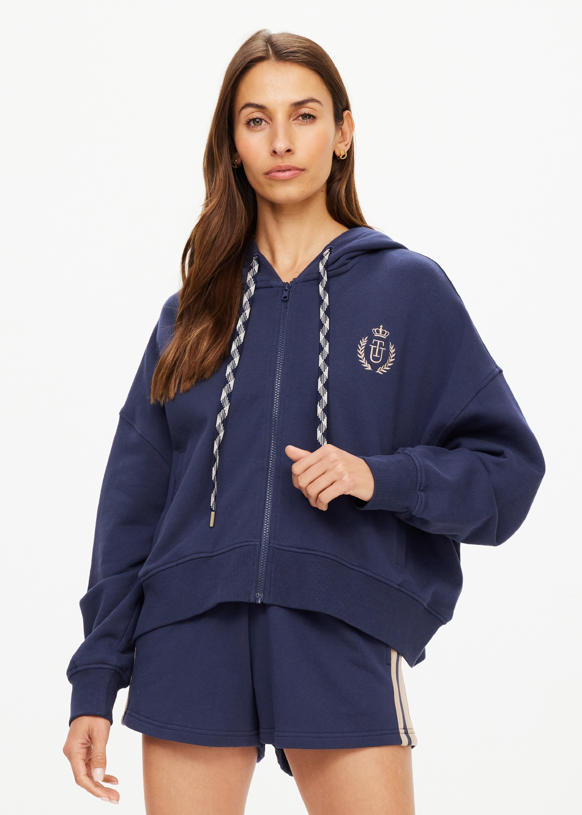 CASCADE JUDE CROP HOODIE in NAVY | The UPSIDE