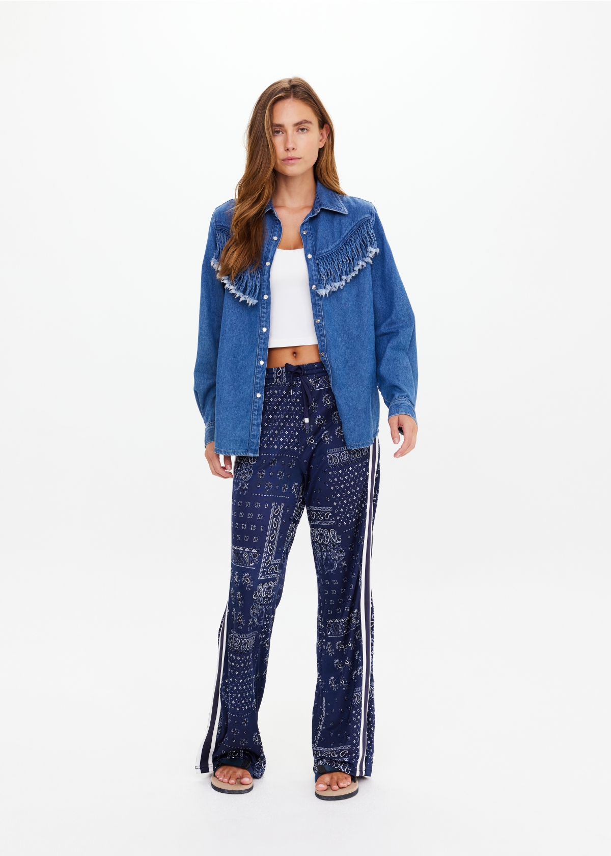 WILDWEST SYLVE FRINGE SHIRT in DENIM | The UPSIDE