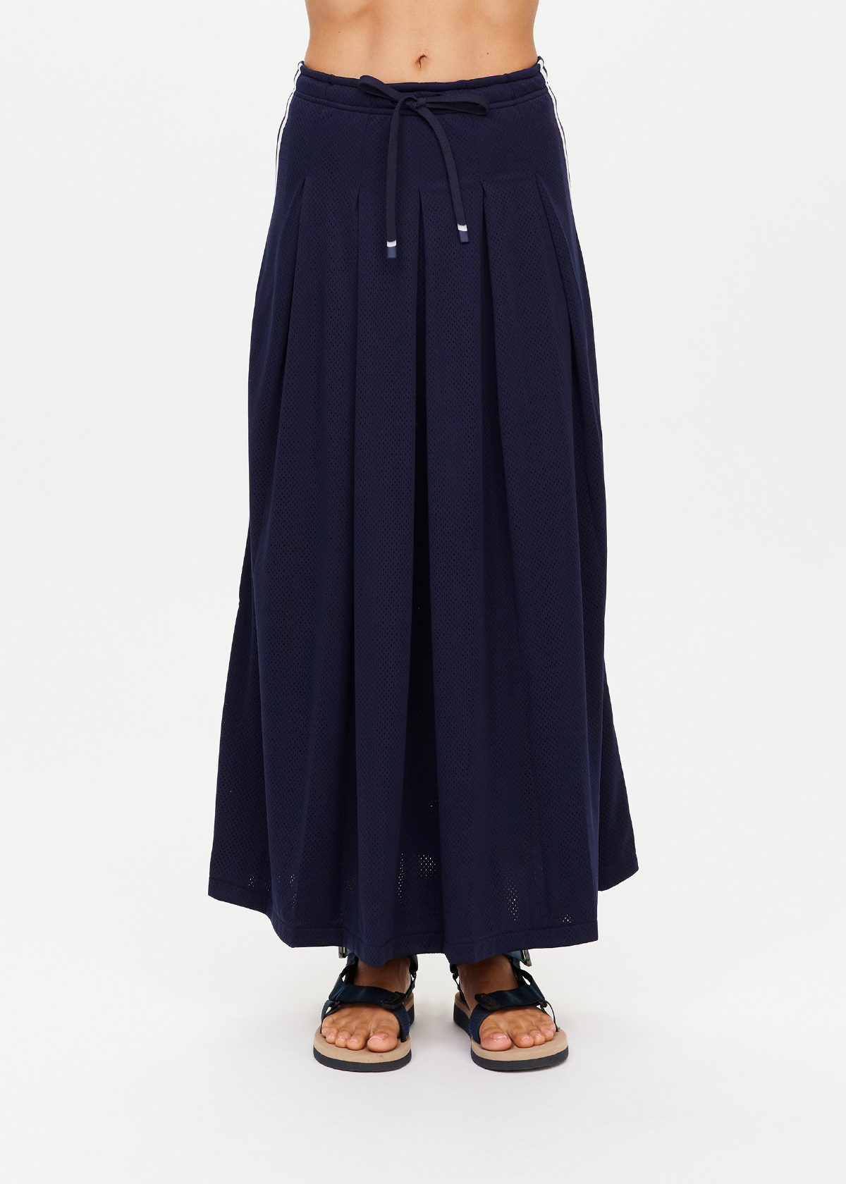 LOREN PLEATED MIDI SKIRT in NAVY | The UPSIDE