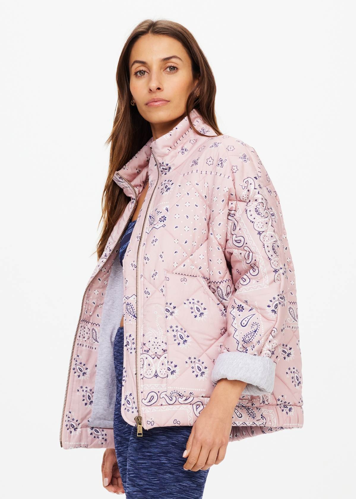 ☆VOCAVACA☆BOUCLE ROUND NECK QUILTED JACKET Echo Quilted Jacket - RBX Active