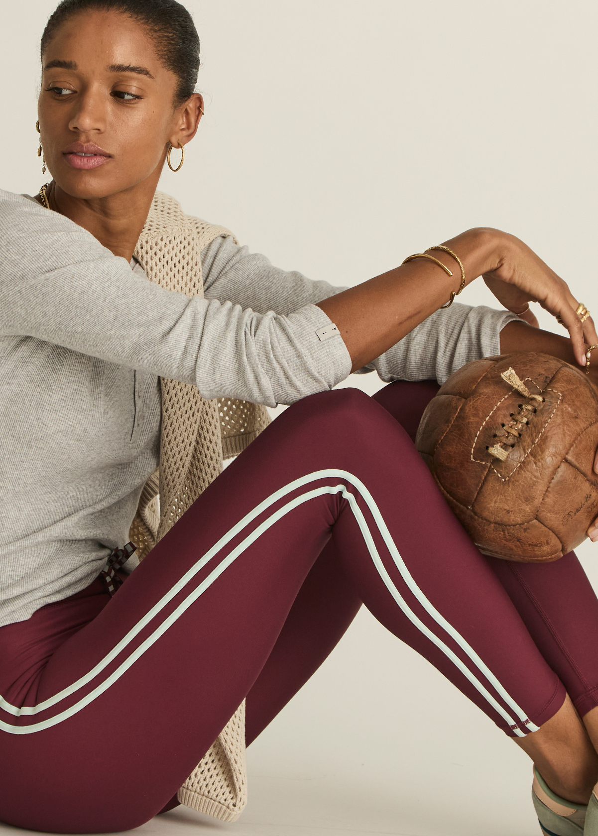 NESS RIBBED LONG SLEEVE TOP in GREY MARLE | The UPSIDE