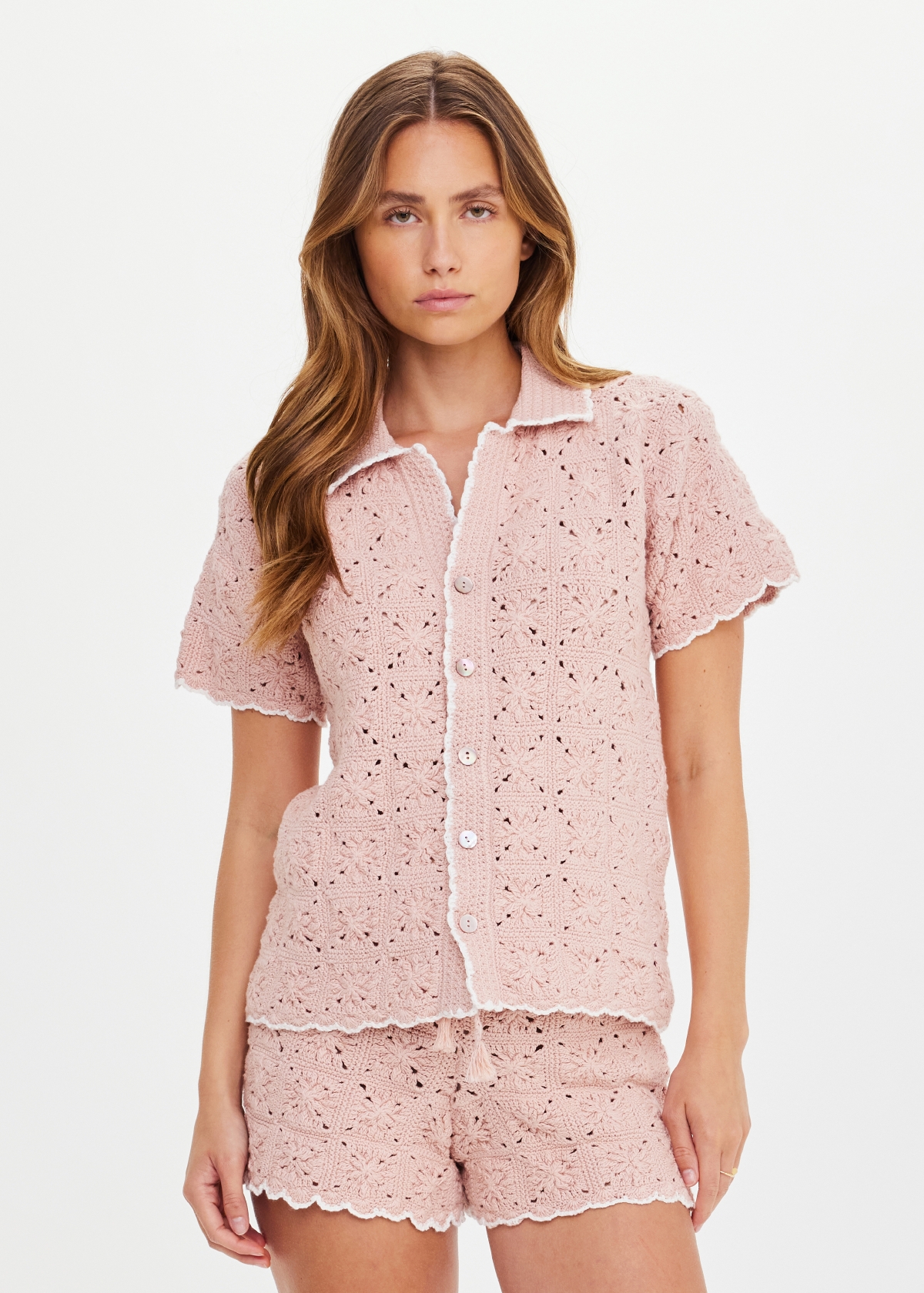 ANOKI LOVETT CROCHET SHIRT in MUSK | The UPSIDE