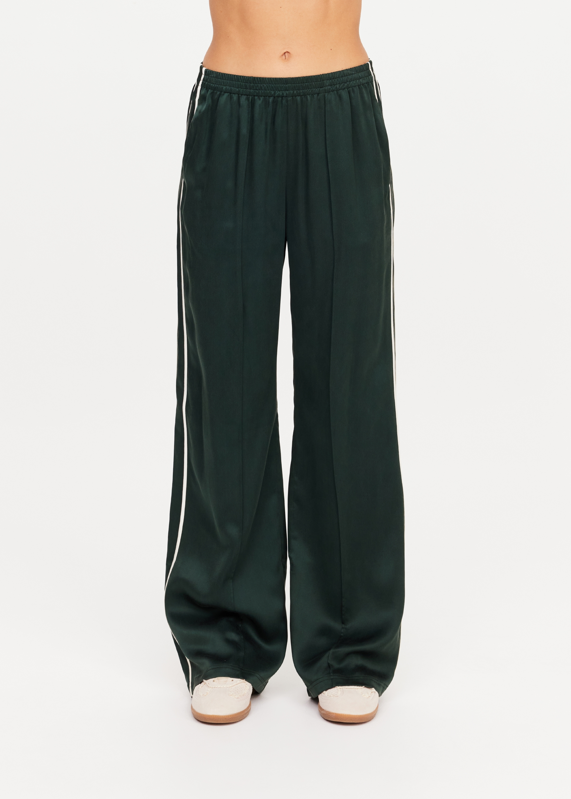 MARNIE SILK WIDE LEG PANT in JUNGLE GREEN | The UPSIDE
