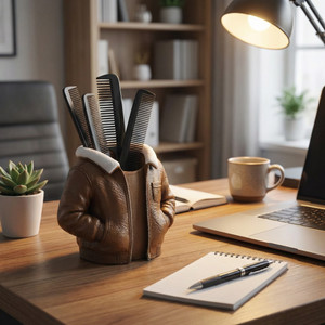 Leather Bomber Style Can Or Trinket Holder