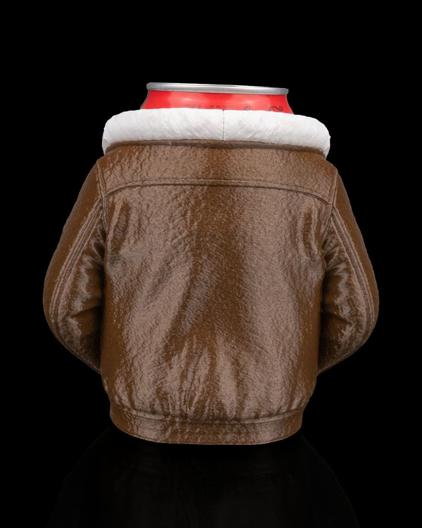 Leather Bomber Style Can Or Trinket Holder