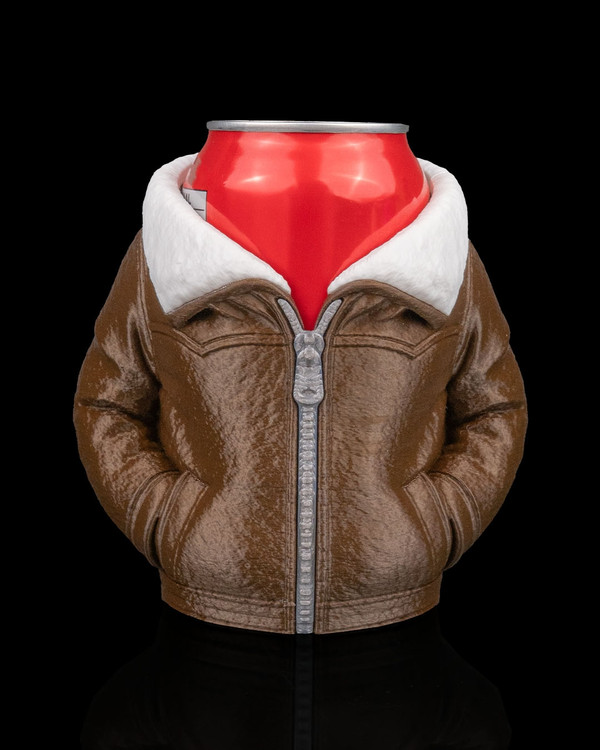 Leather Bomber Style Can Or Trinket Holder