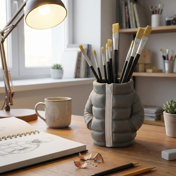 Puffer Jacket Style Can Or Trinket Holder