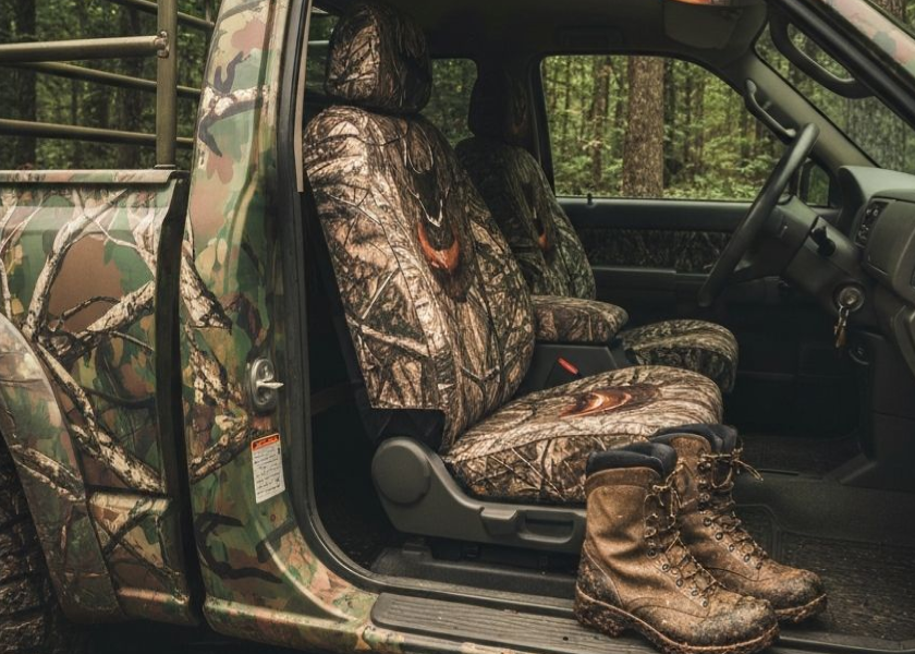 Camouflage seat covers for hunting