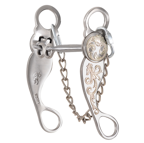 Dogbone snaffle with swivel cheeks.