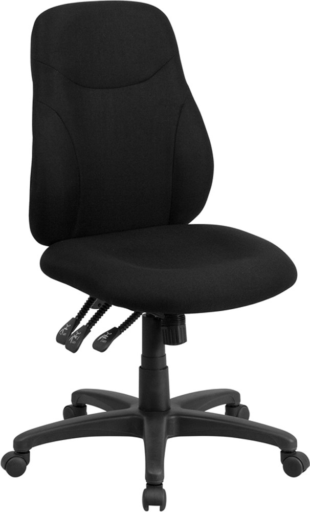 Armless Black Fabric Office Chair with Lumbar Support Back | Shop