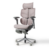 Hinomi X2 Pro ergonomic mesh chair in pink, side view with footrest.