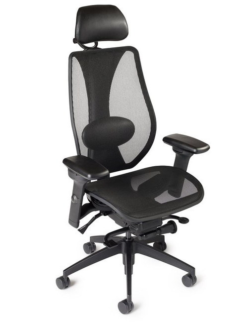 tCentric Hybrid™ midnight black mesh seat synchro glide adjustable headrest