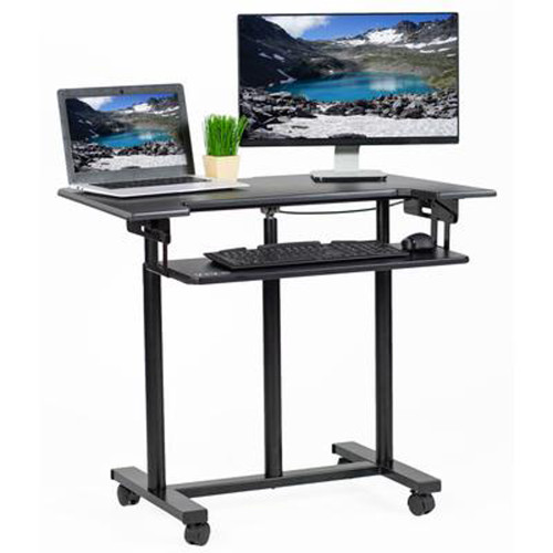 VIVO Mobile Standing Workstation, Computer Desk Cart, 35” Black