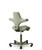 Ergonomic saddle office chair with green base and contoured back support rear view